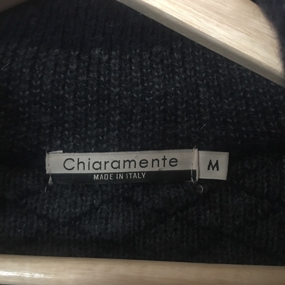 Chiaramente Wool Blend Cardigan Navy Blue and Grey - Picture 5 of 9